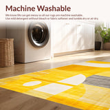 Ultra Soft Area Rug, Non Slip, Stain Resistant, Washable Area Rugs for Living Room, Bedroom, Contemporary Circles Yellow Aesthetic(Yellow)