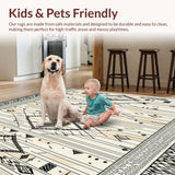 Ultra Soft Area Rug, Non Slip, Stain Resistant, Washable Area Rugs for Living Room, Bedroom, Black and Beige With Interlocking Tribal Lines(Beige)