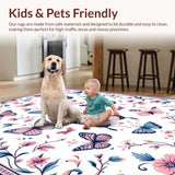 Ultra Soft Area Rug, Non Slip, Stain Resistant, Washable Area Rugs for Living Room, Bedroom, Vibrant Nature-Inspired Scalloped Charm(Pink)