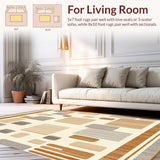 Ultra Soft Area Rug, Non Slip, Stain Resistant, Washable Area Rugs for Living Room, Bedroom, Beige Abstract Animal Inspired Runner(Beige)