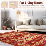 Ultra Soft Area Rug, Non Slip, Stain Resistant, Washable Area Rugs for Living Room, Bedroom, Dynamic Crimson and Brown Weave(Red)