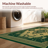 Ultra Soft Area Rug, Non Slip, Stain Resistant, Washable Area Rugs for Living Room, Bedroom, Vintage Distressed Low Pile Area Sage Green and Cream Boho Style(Green)