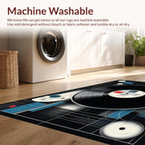 Ultra Soft Area Rug, Non Slip, Stain Resistant, Washable Area Rugs for Living Room, Bedroom, Vintage Sound Wave Imprint(Black)