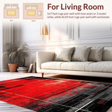 Ultra Soft Area Rug, Non Slip, Stain Resistant, Washable Area Rugs for Living Room, Bedroom, Lively Soft Textured Beat Design(Red)