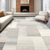 Ultra Soft Area Rug, Non Slip, Stain Resistant, Washable Area Rugs for Living Room, Bedroom, Contemporary Geometric Patchwork Area with Interlocking Beige Panels(Gray)