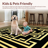 Ultra Soft Area Rug, Non Slip, Stain Resistant, Washable Area Rugs for Living Room, Bedroom, Sophisticated Black Diamond Design(Black)