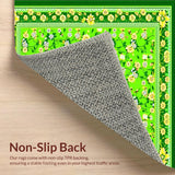 Ultra Soft Area Rug, Non Slip, Stain Resistant, Washable Area Rugs for Living Room, Bedroom, Rustic Green Textured Motif(Green)