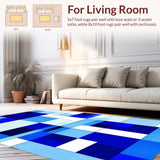 Ultra Soft Area Rug, Non Slip, Stain Resistant, Washable Area Rugs for Living Room, Bedroom, Dynamic Modernist Shape Interaction(Blue)