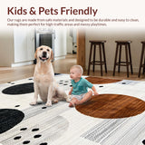 Ultra Soft Area Rug, Non Slip, Stain Resistant, Washable Area Rugs for Living Room, Bedroom, Charming Rustic Cowhide Motif(Beige)