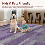Ultra Soft Area Rug, Non Slip, Stain Resistant, Washable Area Rugs for Living Room, Bedroom, Chic Transitional Geometric Fusion(Purple)