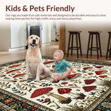 Ultra Soft Area Rug, Non Slip, Stain Resistant, Washable Area Rugs for Living Room, Bedroom, Rustic Vibrant Fungi Pattern(Red)