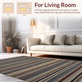 Ultra Soft Area Rug, Non Slip, Stain Resistant, Washable Area Rugs for Living Room, Bedroom, Boho Chic Striped Aesthetic(Gray)