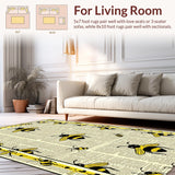Ultra Soft Area Rug, Non Slip, Stain Resistant, Washable Area Rugs for Living Room, Bedroom, Playful Yellow Animal Motif(Yellow)