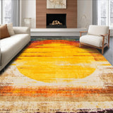 Ultra Soft Area Rug, Non Slip, Stain Resistant, Washable Area Rugs for Living Room, Bedroom, Rustic Distressed Circular Motif(Orange)