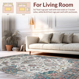 Ultra Soft Area Rug, Non Slip, Stain Resistant, Washable Area Rugs for Living Room, Bedroom, Cozy Warm Medallion Pattern(White)