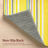 Ultra Soft Area Rug, Non Slip, Stain Resistant, Washable Area Rugs for Living Room, Bedroom, Playful Multi-Hued Stripe Blend(Yellow)