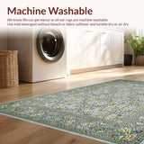 Ultra Soft Area Rug, Non Slip, Stain Resistant, Washable Area Rugs for Living Room, Bedroom, Sophisticated Ethnic Floral Arrangement(Gray)