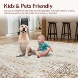 Ultra Soft Area Rug, Non Slip, Stain Resistant, Washable Area Rugs for Living Room, Bedroom, Distressed Vintage Area Faded Beige Timeless(Beige)
