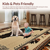 Ultra Soft Area Rug, Non Slip, Stain Resistant, Washable Area Rugs for Living Room, Bedroom, Nature-Inspired Lodge Charm(Beige)