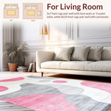 Ultra Soft Area Rug, Non Slip, Stain Resistant, Washable Area Rugs for Living Room, Bedroom, Contemporary Pastel Color Block Design(White)