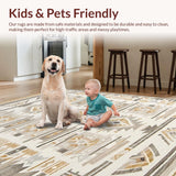 Ultra Soft Area Rug, Non Slip, Stain Resistant, Washable Area Rugs for Living Room, Bedroom, Elegant Ivory Geometric Arrangement(Beige)