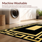 Ultra Soft Area Rug, Non Slip, Stain Resistant, Washable Area Rugs for Living Room, Bedroom, Chic Modern Abstract Motif(Black)