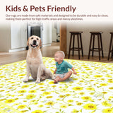 Ultra Soft Area Rug, Non Slip, Stain Resistant, Washable Area Rugs for Living Room, Bedroom, Whimsical Daisy Arrangement for Cozy Vibes(Yellow)