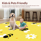 Ultra Soft Area Rug, Non Slip, Stain Resistant, Washable Area Rugs for Living Room, Bedroom, Nature-Infused Black and Yellow Style(Yellow)