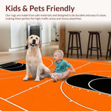 Ultra Soft Area Rug, Non Slip, Stain Resistant, Washable Area Rugs for Living Room, Bedroom, Energetic Playful Court Design(Orange)