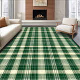 Ultra Soft Area Rug, Non Slip, Stain Resistant, Washable Area Rugs for Living Room, Bedroom, Rustic Gray Tartan Elegance(Green)
