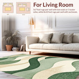 Ultra Soft Area Rug, Non Slip, Stain Resistant, Washable Area Rugs for Living Room, Bedroom, Distressed Contemporary Bedroom Carpet for High Traffic Areas(Green)