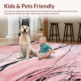 Ultra Soft Area Rug, Non Slip, Stain Resistant, Washable Area Rugs for Living Room, Bedroom, Elegant Modern Marble Aesthetic(Pink)