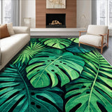 Ultra Soft Area Rug, Non Slip, Stain Resistant, Washable Area Rugs for Living Room, Bedroom, Monstera Leaf Bathroom Accent Rug Washable(Green)