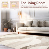 Ultra Soft Area Rug, Non Slip, Stain Resistant, Washable Area Rugs for Living Room, Bedroom, Rustic Warm Toned Shag Appeal(Beige)