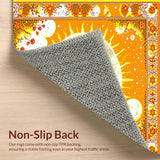 Ultra Soft Area Rug, Non Slip, Stain Resistant, Washable Area Rugs for Living Room, Bedroom, Whimsical Sun and Moon Embellishments(Orange)