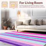 Ultra Soft Area Rug, Non Slip, Stain Resistant, Washable Area Rugs for Living Room, Bedroom, Bright Happy Textured Composition(Purple)