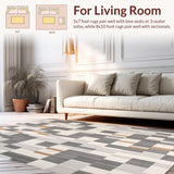Ultra Soft Area Rug, Non Slip, Stain Resistant, Washable Area Rugs for Living Room, Bedroom, Modern Entryway Geometric Gray & Beige Design(Gray)