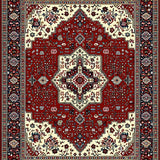 Ultra Soft Area Rug, Non Slip, Stain Resistant, Washable Area Rugs for Living Room, Bedroom, Elegant Colorful Symmetrical Design(Red)