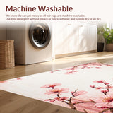 Ultra Soft Area Rug, Non Slip, Stain Resistant, Washable Area Rugs for Living Room, Bedroom, Delicate Rustic Blossom Motif(Pink)