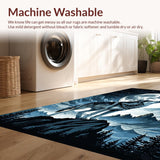 Ultra Soft Area Rug, Non Slip, Stain Resistant, Washable Area Rugs for Living Room, Bedroom, Howling Wolf Nighttime Imagery(Gray)