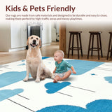 Ultra Soft Area Rug, Non Slip, Stain Resistant, Washable Area Rugs for Living Room, Bedroom, Serene Abstract Sky Motif(Blue)
