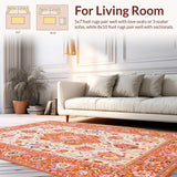 Ultra Soft Area Rug, Non Slip, Stain Resistant, Washable Area Rugs for Living Room, Bedroom, Lively Orange Garden Inspired Rug(Orange)
