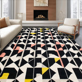 Ultra Soft Area Rug, Non Slip, Stain Resistant, Washable Area Rugs for Living Room, Bedroom, Chic Geometric Harlequin Aesthetic(Black)
