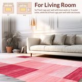 Ultra Soft Area Rug, Non Slip, Stain Resistant, Washable Area Rugs for Living Room, Bedroom, Trendy Bright Shag Pattern(Red)