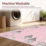 Ultra Soft Area Rug, Non Slip, Stain Resistant, Washable Area Rugs for Living Room, Bedroom, Bright Cheerful Interactive Design(Pink)