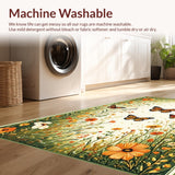 Ultra Soft Area Rug, Non Slip, Stain Resistant, Washable Area Rugs for Living Room, Bedroom, Artistic Floral Fantasy Theme(Ivory)