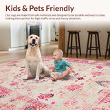 Ultra Soft Area Rug, Non Slip, Stain Resistant, Washable Area Rugs for Living Room, Bedroom, Floral Vintage Tapestry Aesthetic(Beige)