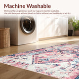 Ultra Soft Area Rug, Non Slip, Stain Resistant, Washable Area Rugs for Living Room, Bedroom, Playful Vintage Medallion Style(Pink)