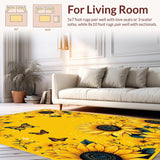 Ultra Soft Area Rug, Non Slip, Stain Resistant, Washable Area Rugs for Living Room, Bedroom, Vibrant Retro Butterfly Motif(Yellow)