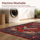 Ultra Soft Area Rug, Non Slip, Stain Resistant, Washable Area Rugs for Living Room, Bedroom, Contemporary Braided Tiled Aesthetic(Red)